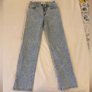 Cotton On Light Blue Patterned Straight Leg Jeans